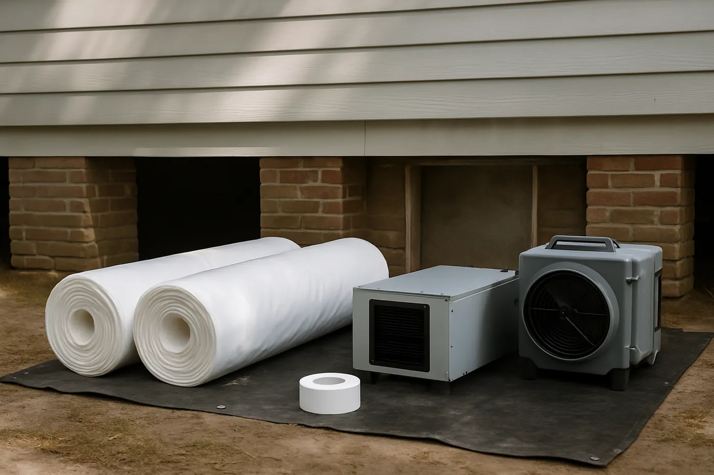 HEPA air scrubber and dehumidifier staged for a mold removal job in Augusta